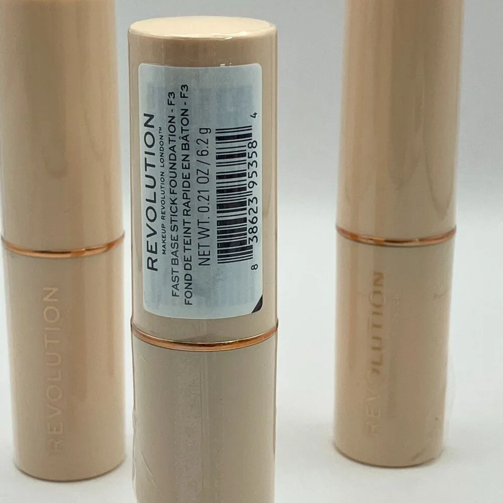 Revolution Fast Base Stick Foundation Creamy texture F3 0.21 OZ Set of 3 Pcs